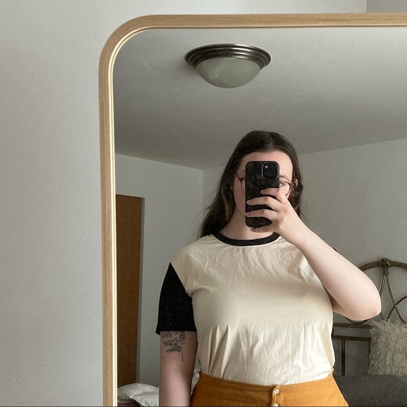 Tradlands Tops - Tradlands Box Black & Cream Ringer Tee